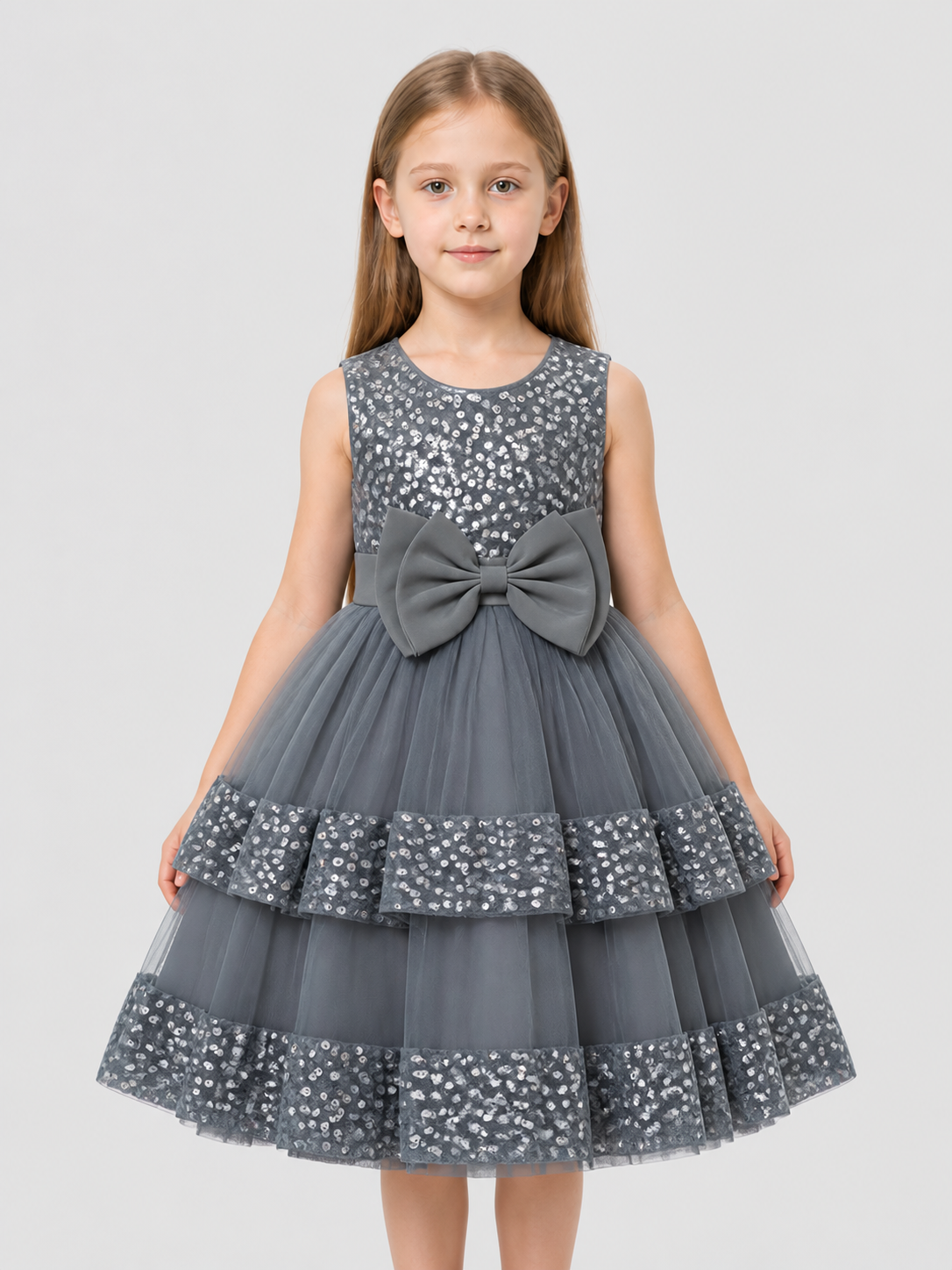 Girls’ Princess Dress with Sequins and a Layered Skirt product detail 3