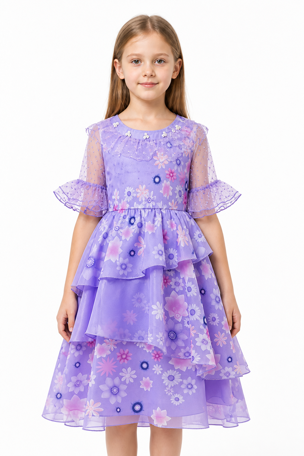 Girls' Floral Layered Carnival Dress Costume Dresses detail 3