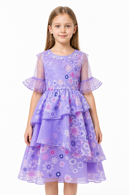 Girls' Floral Layered Carnival Dress Costume Dresses detail 3