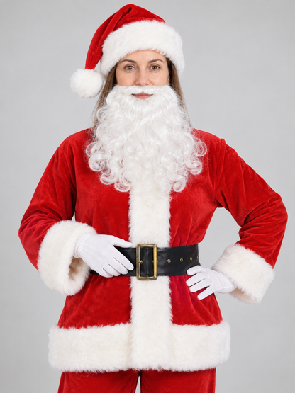 Red and White Santa Claus Costume with Beard Costumes detail 2