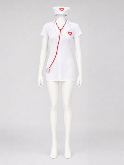 Healthcare Worker Costume for Cosplay, White with Red Cross