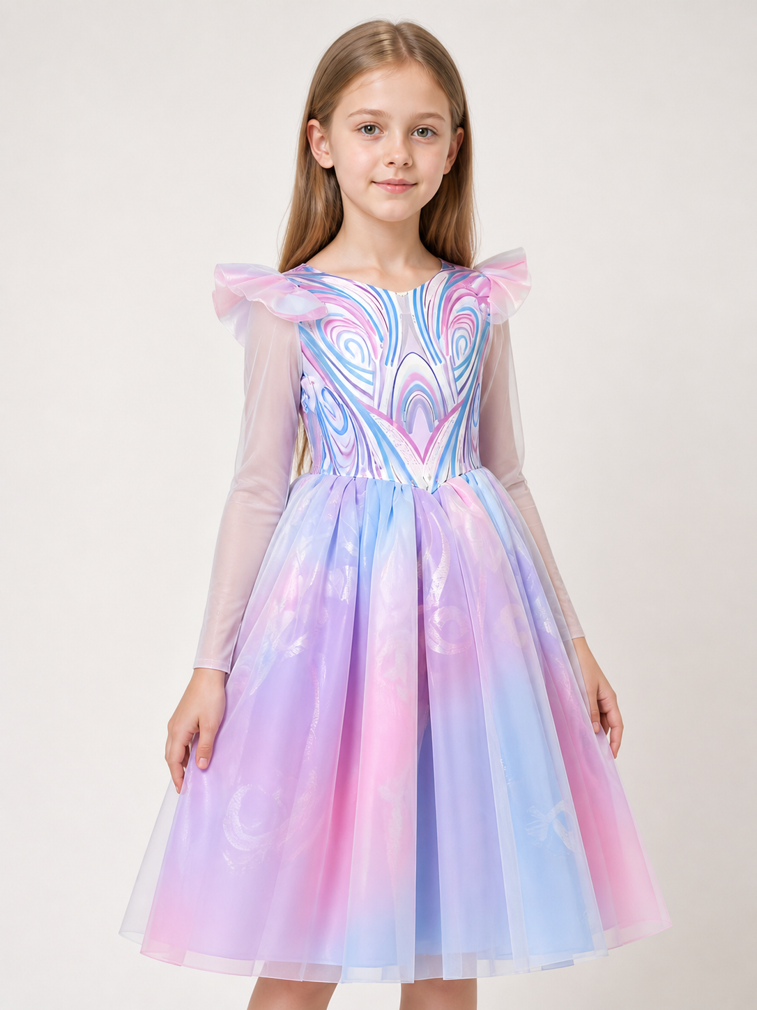 Purple Carnival Dress for Halloween and Cosplay upper body view