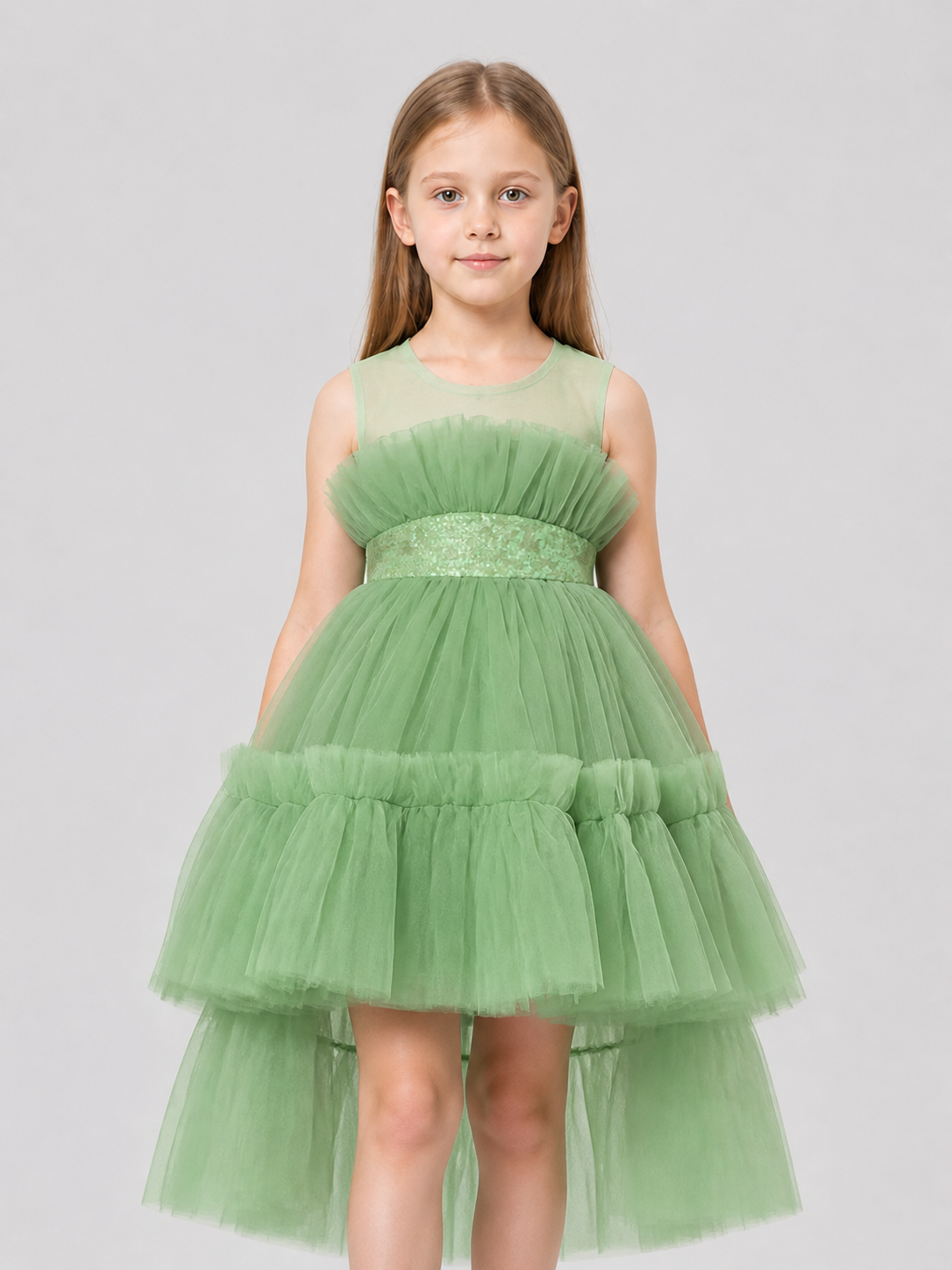 Girls' Mesh Princess Dress with a Full Skirt Costume Dresses detail 3