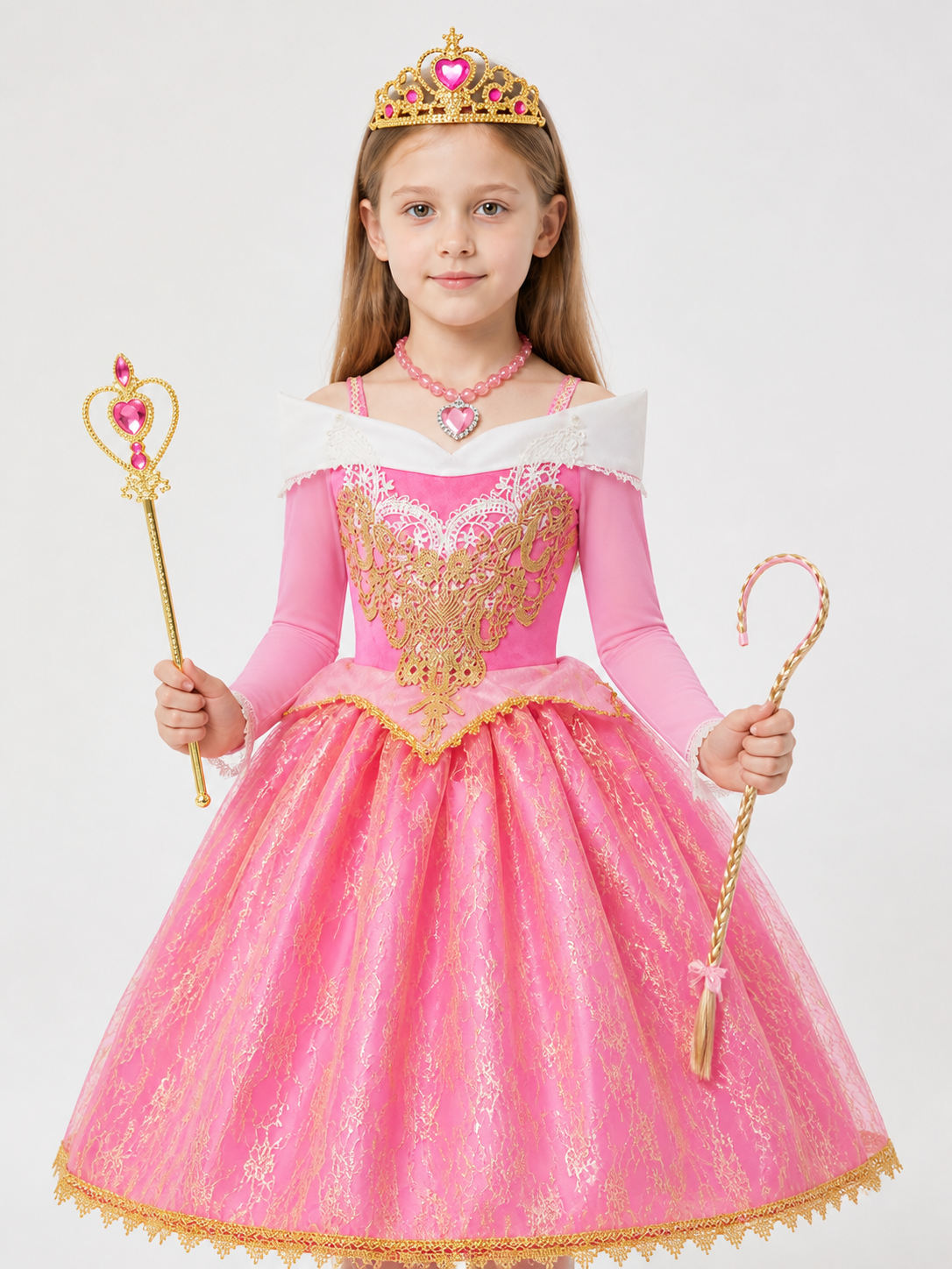 Pink and Gold Princess Costume with Accessories Costume Accessories detail 2