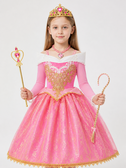 Pink and Gold Princess Costume with Accessories Costume Accessories detail 2