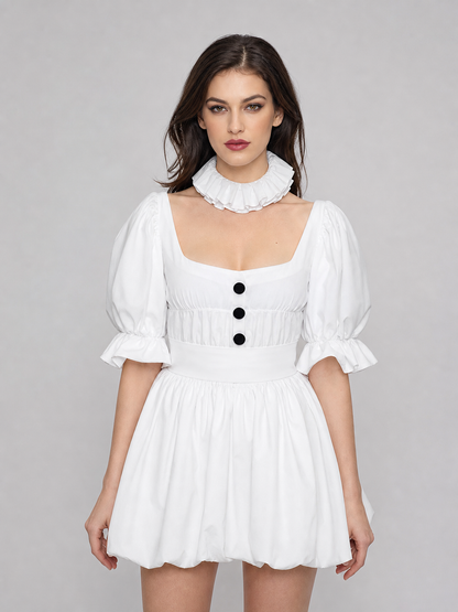Clown Cosplay Costume with a White Puffed Dress Costume Dresses detail 3