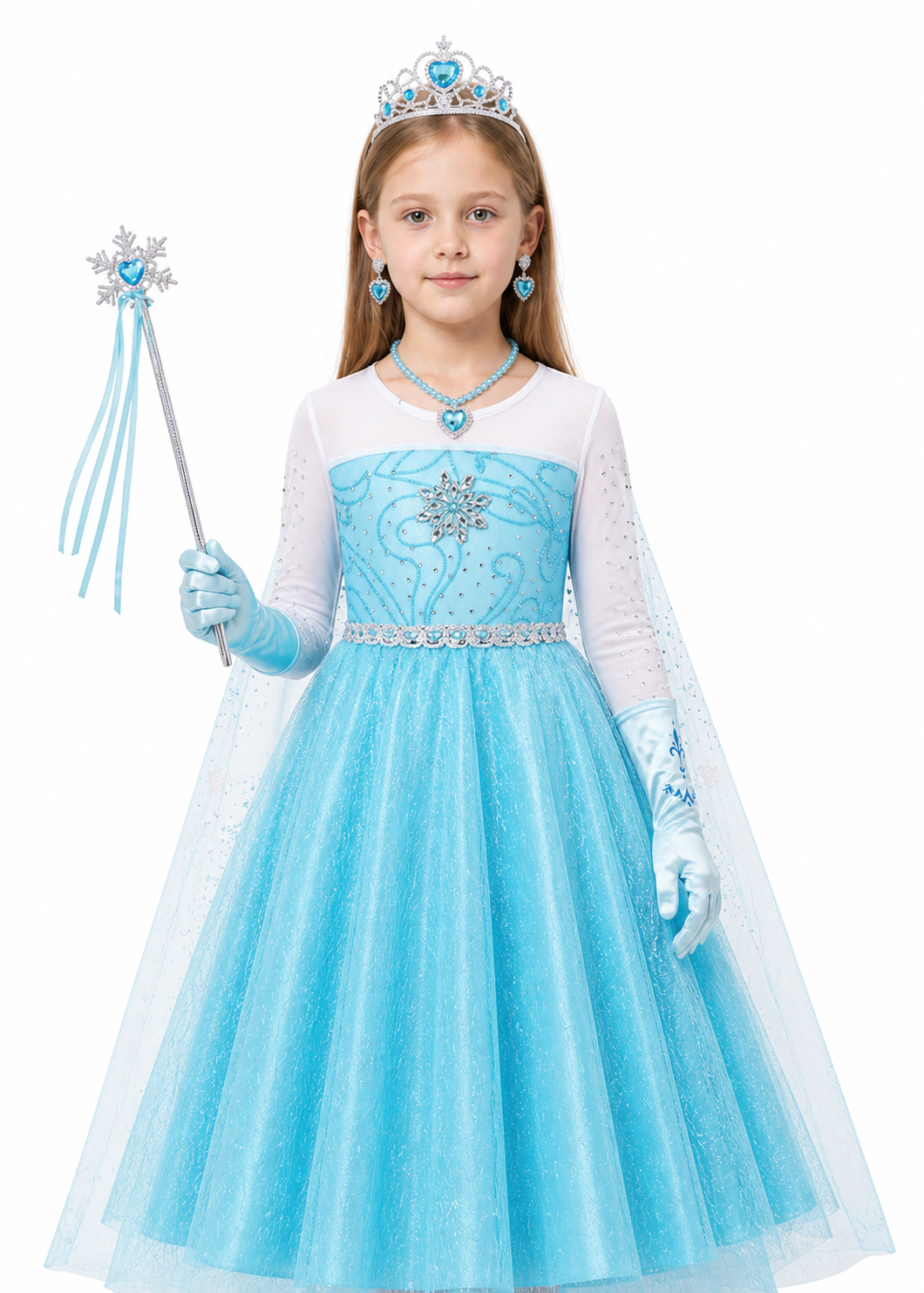 Elsa Costume with Crown and Wand for Halloween Costume Headwear detail 3
