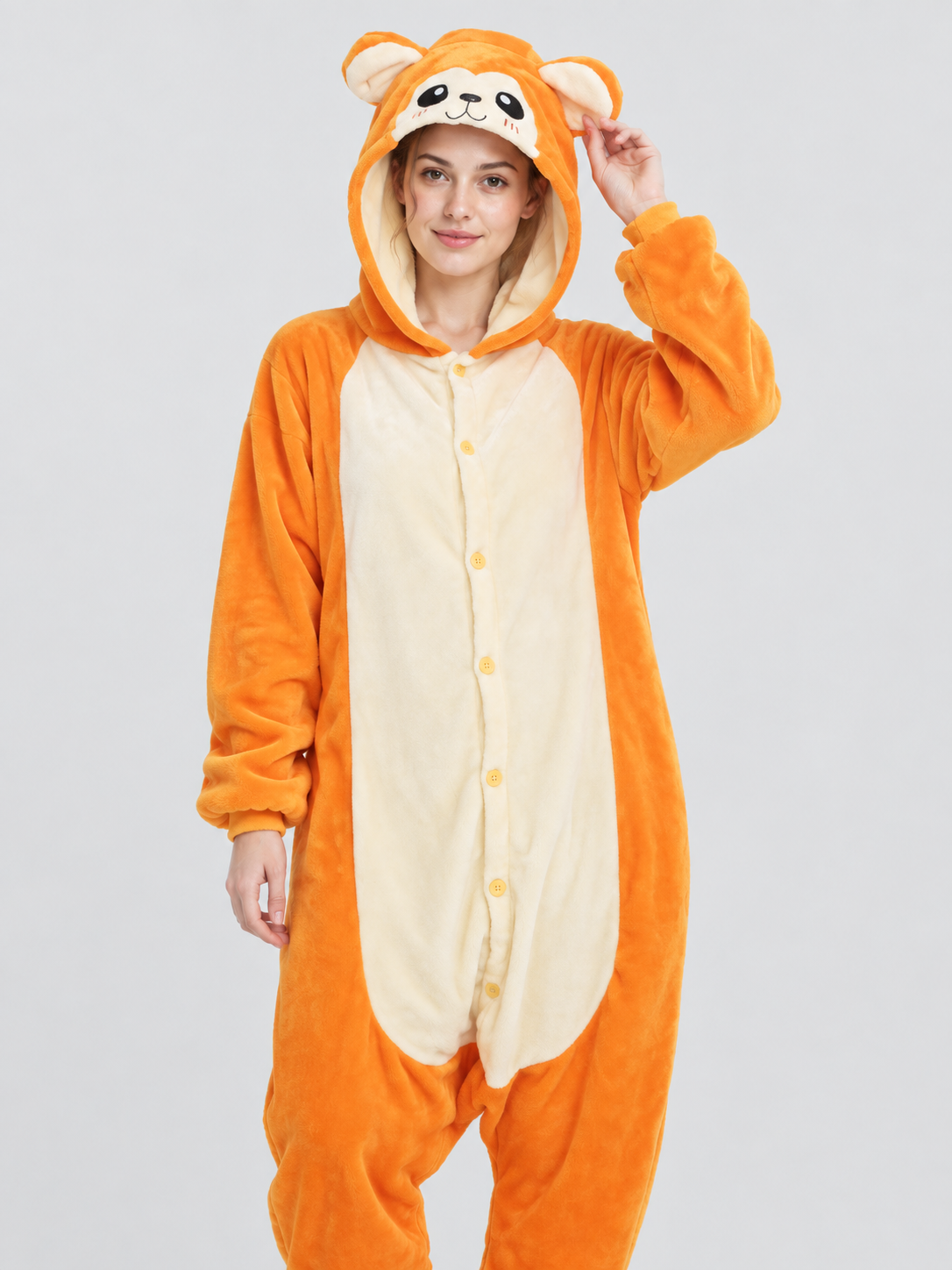 Orange Jumpsuit Pajama with Cream Insert and Hood
