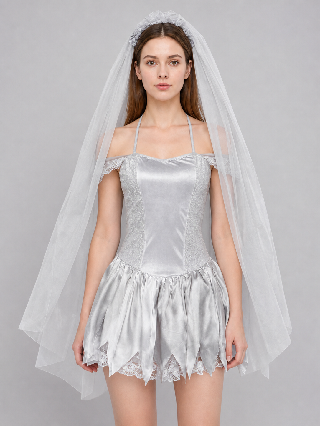 Carnival dress costume with veil and garter
