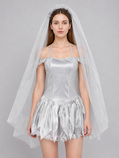 Carnival dress costume with veil and garter