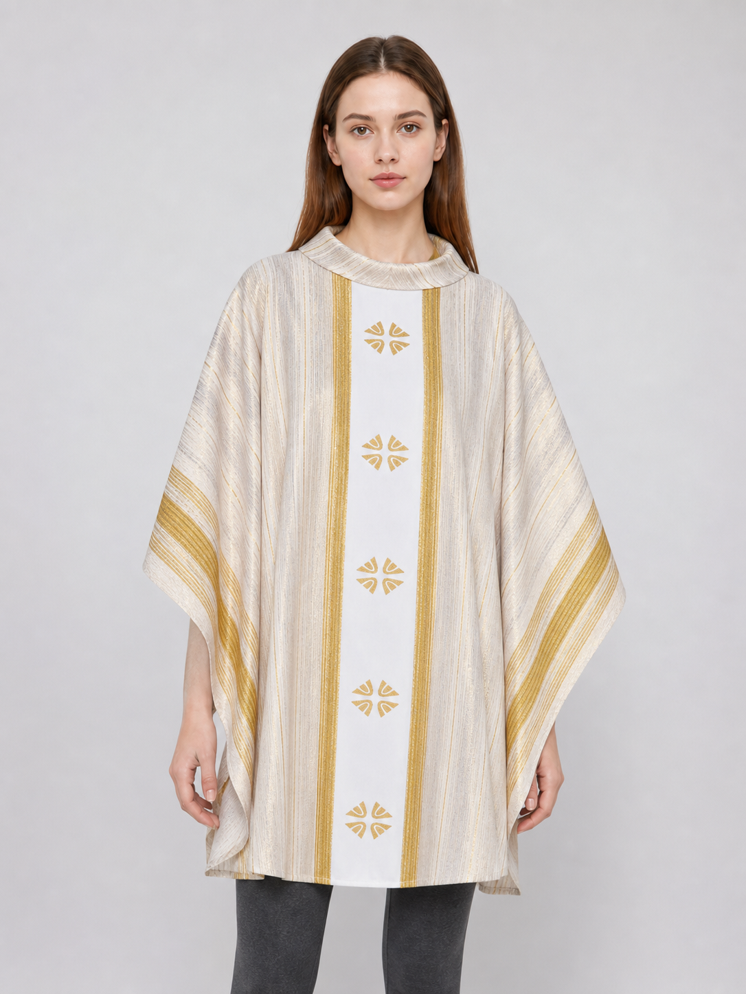 Liturgical Vestment with Collar and Gold Ornamentation