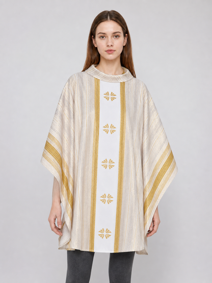 Liturgical Vestment with Collar and Gold Ornamentation