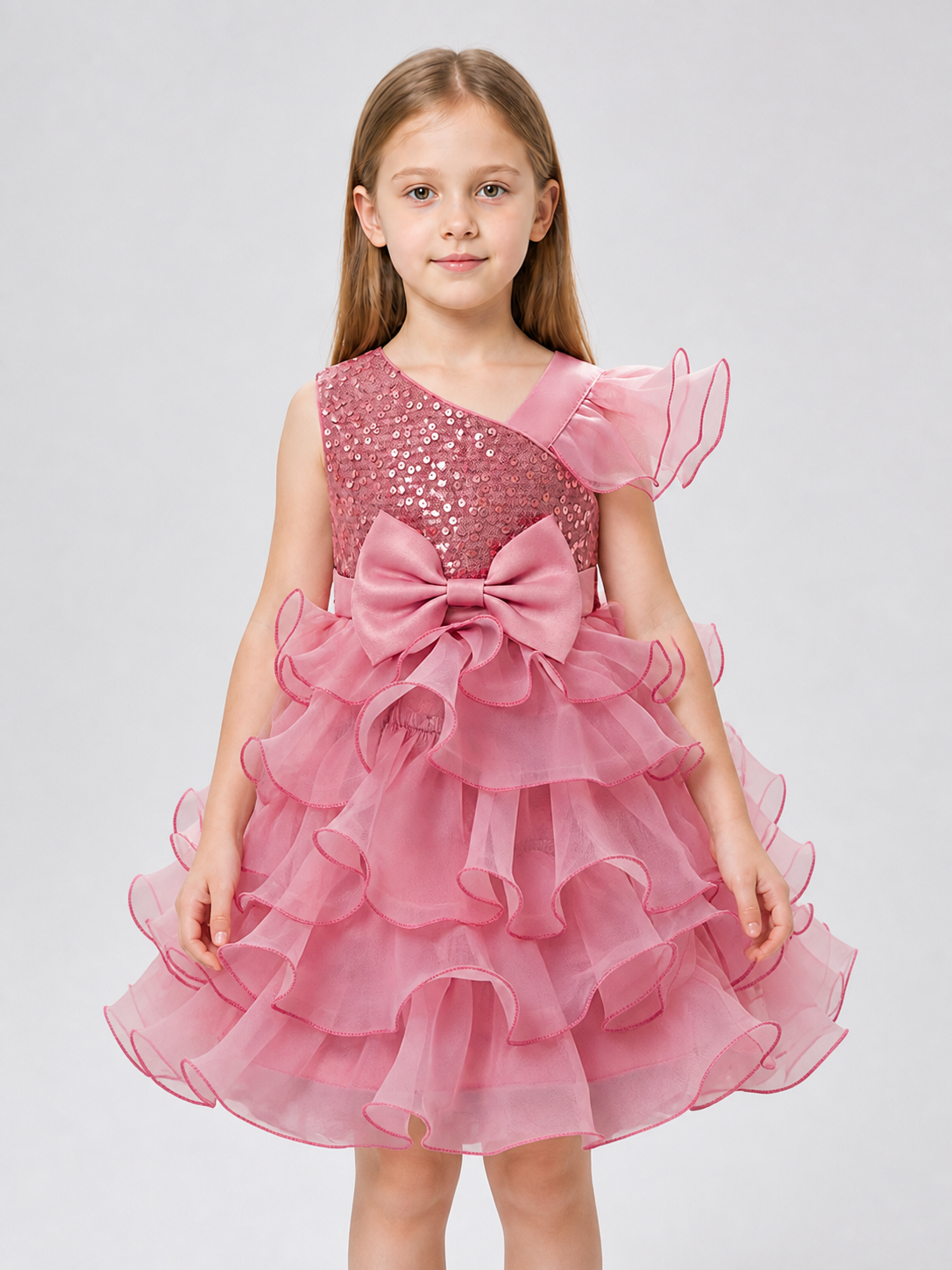 One-Shoulder Sequined Princess Dress for Performances Costume Dresses detail 3