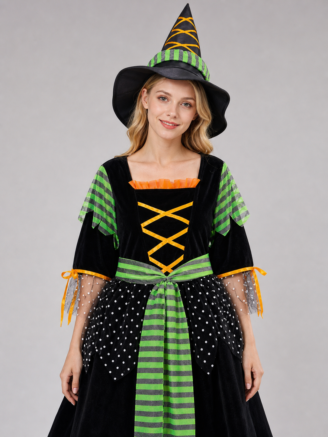 Witch-Style Costume Dress with Pointed Hat