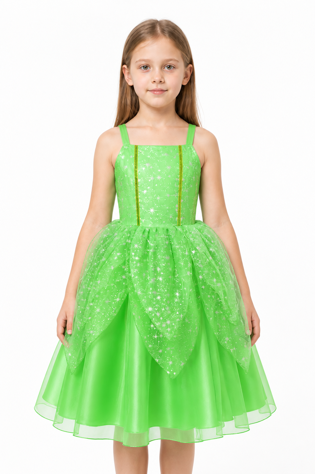 Green Girls' Full-Skirt Dress with Sequins Costume Dresses detail 3