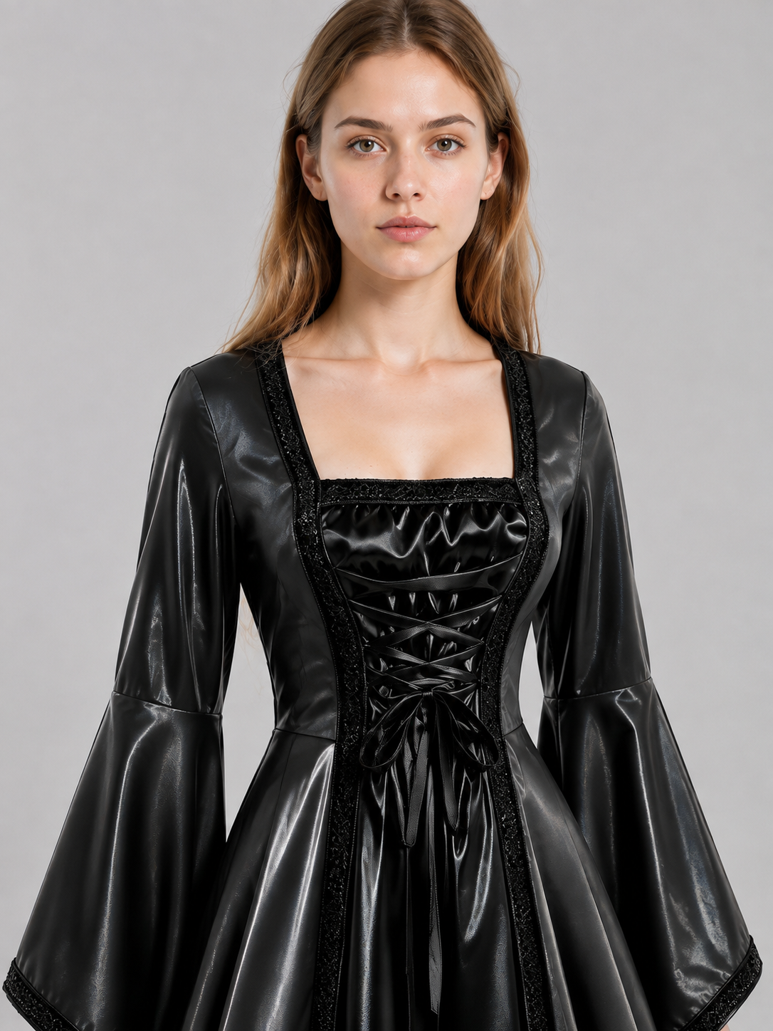 Long Black Costume Dress with Corset Bodice Costume Dresses detail 2