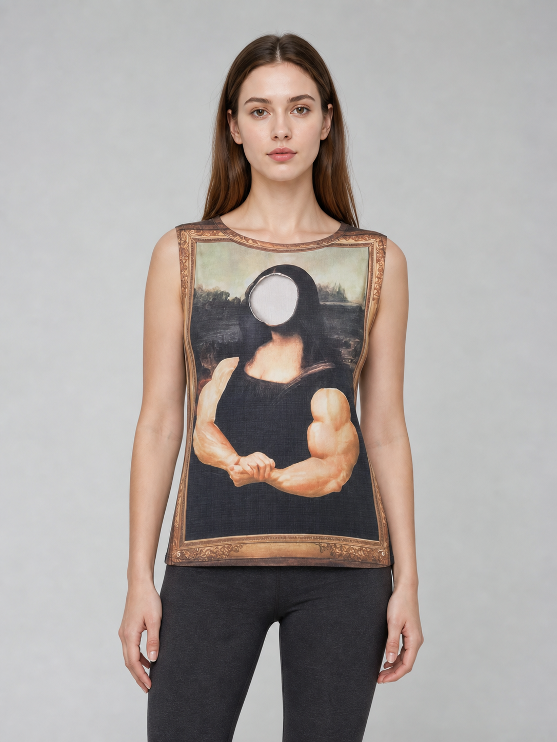 Art-style shoes with a Mona Lisa print