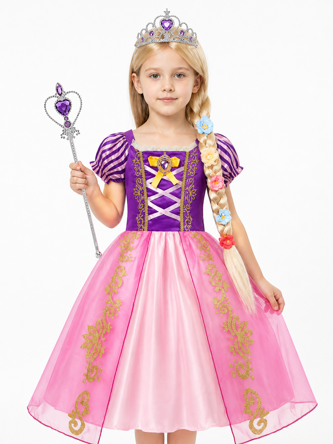 Rapunzel Princess Costume with Crown and Braid Costume Headwear detail 3