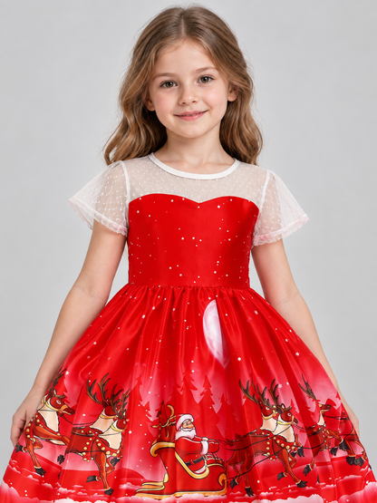 Girls' Holiday Dress with Snowflakes and a Full Skirt Costume Dresses detail 2