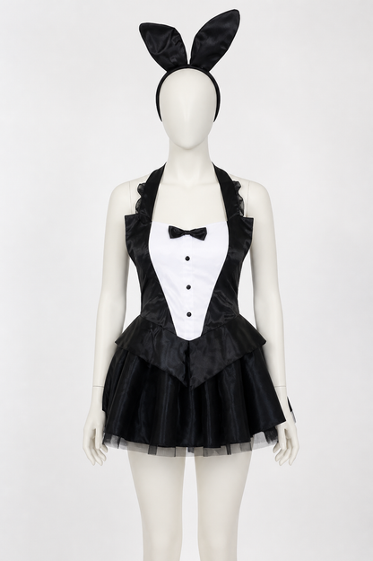 Black-and-White Rabbit Costume with a Full Skirt