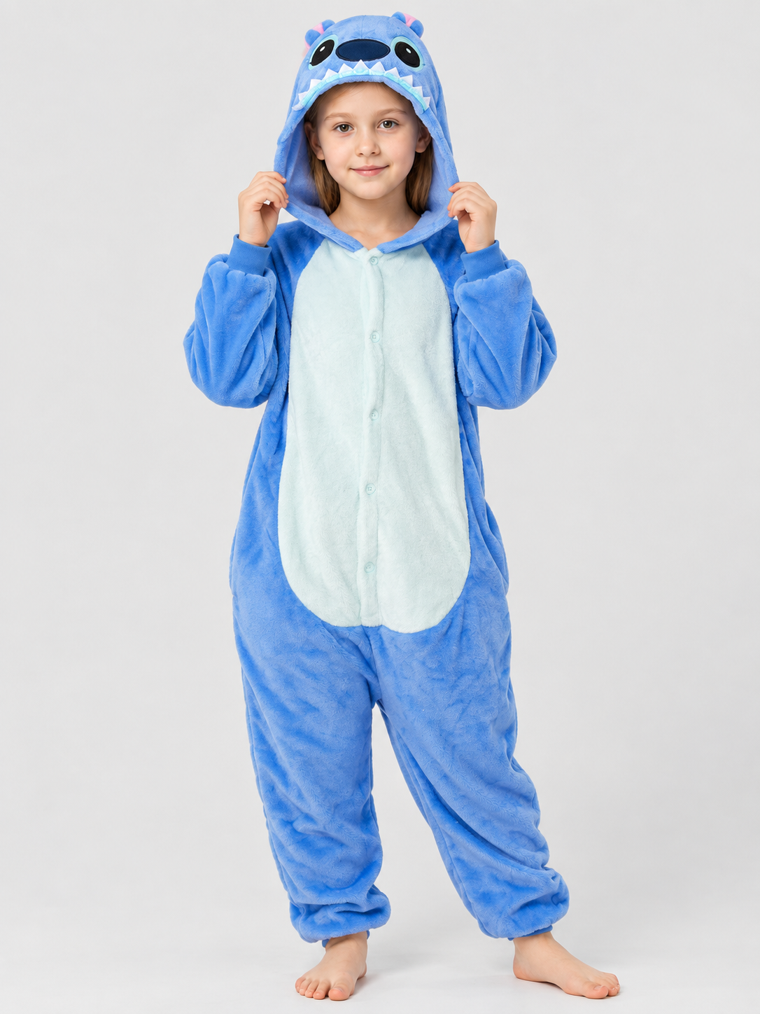 Blue Kigurumi Pajama with Hood and Ears