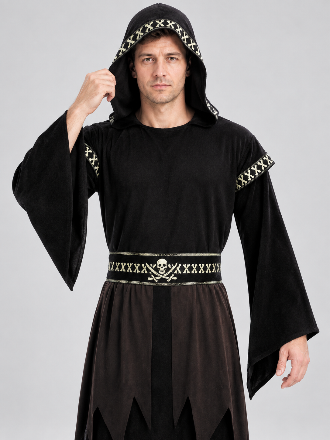 Dark Wizard Costume with Hood and Belt