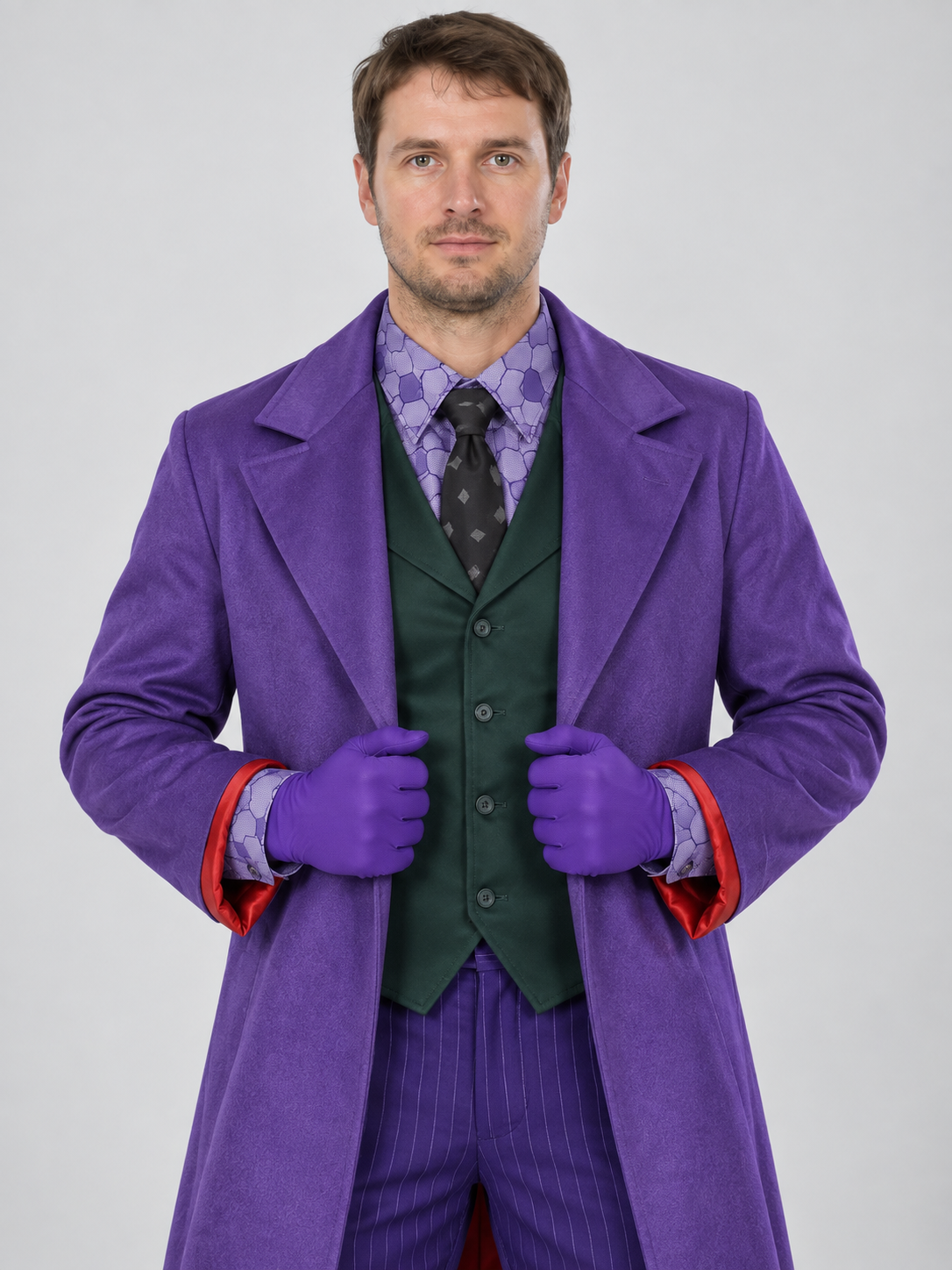 Joker Cosplay Costume: Purple with Vest
