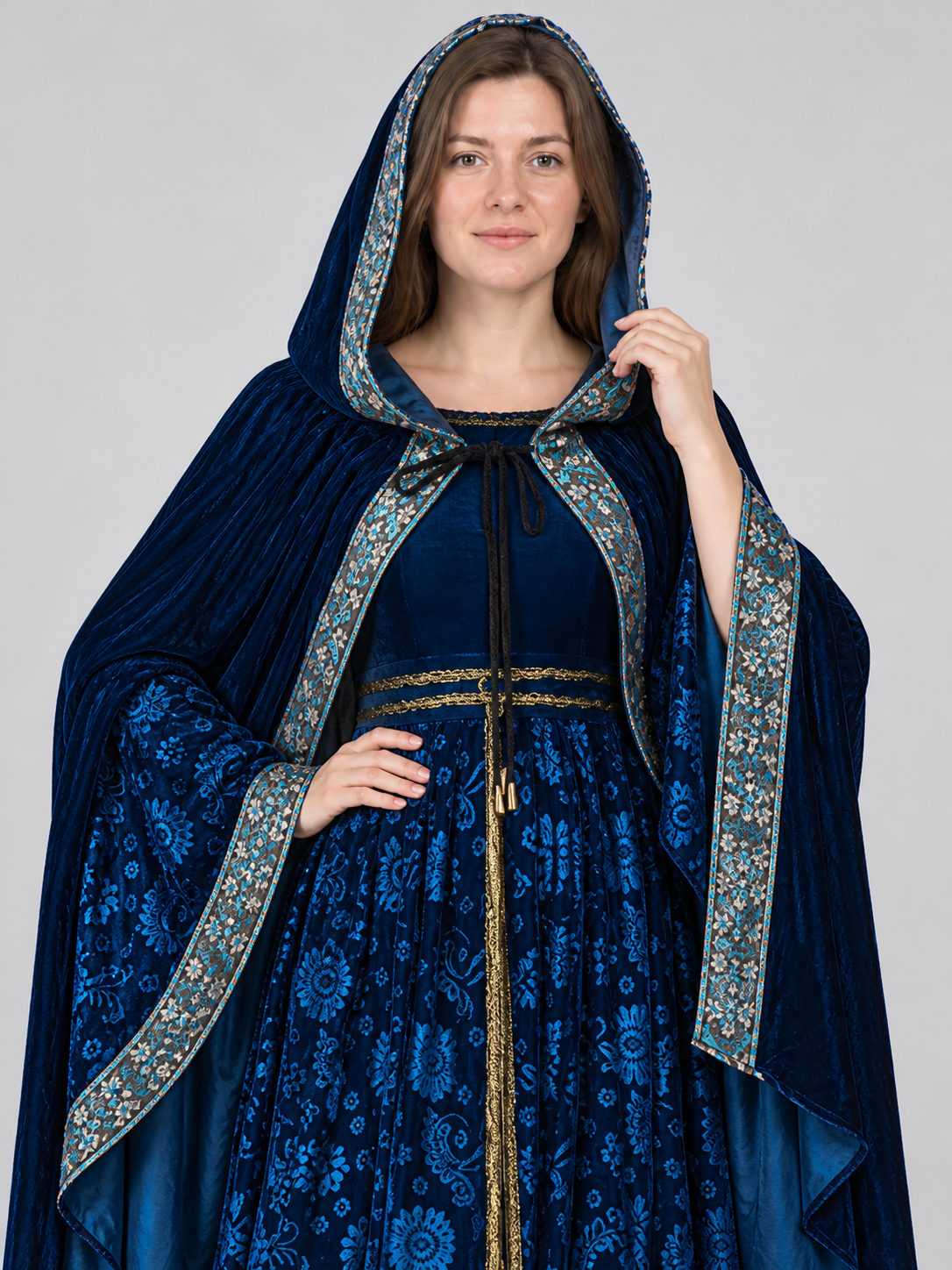 Carnival Costume with Cape and Floral Pattern