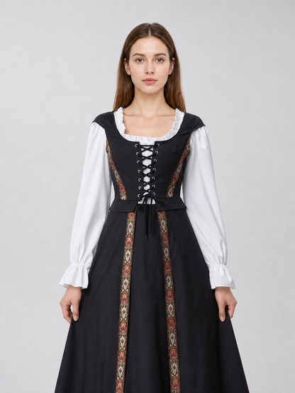Historical Costume with Lacing and Colorful Trim