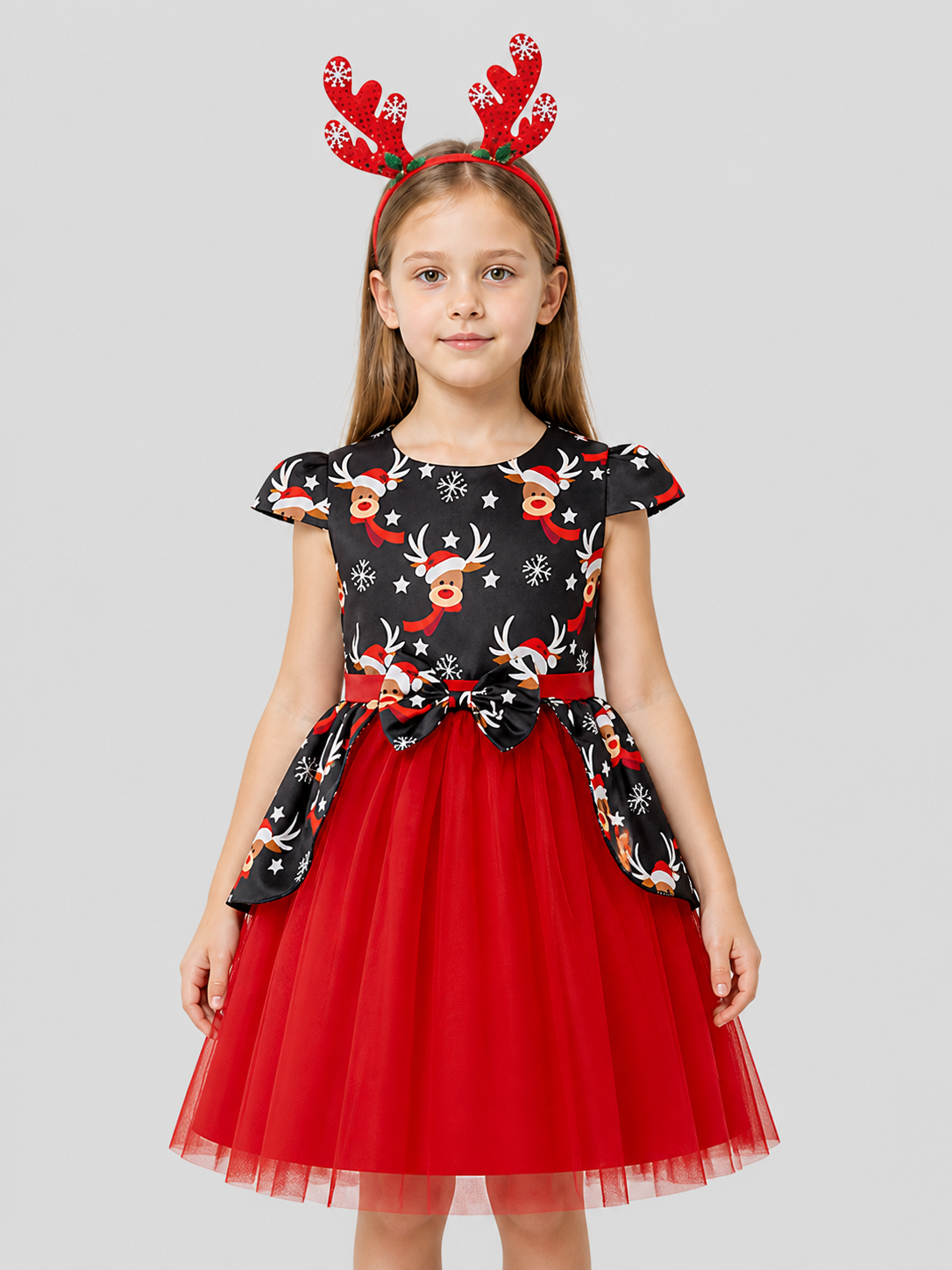 Children’s Christmas Dress with Tulle Skirt and Headband product detail 3