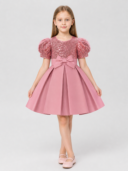 Dressy Sequin Dress with Bow and Full Skirt Costume Dresses detail 3