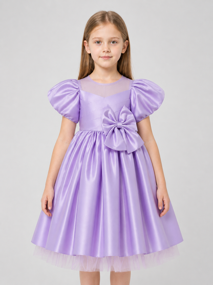 Children's Dress with Bow, Square Neckline, Full Skirt Costume Dresses detail 3