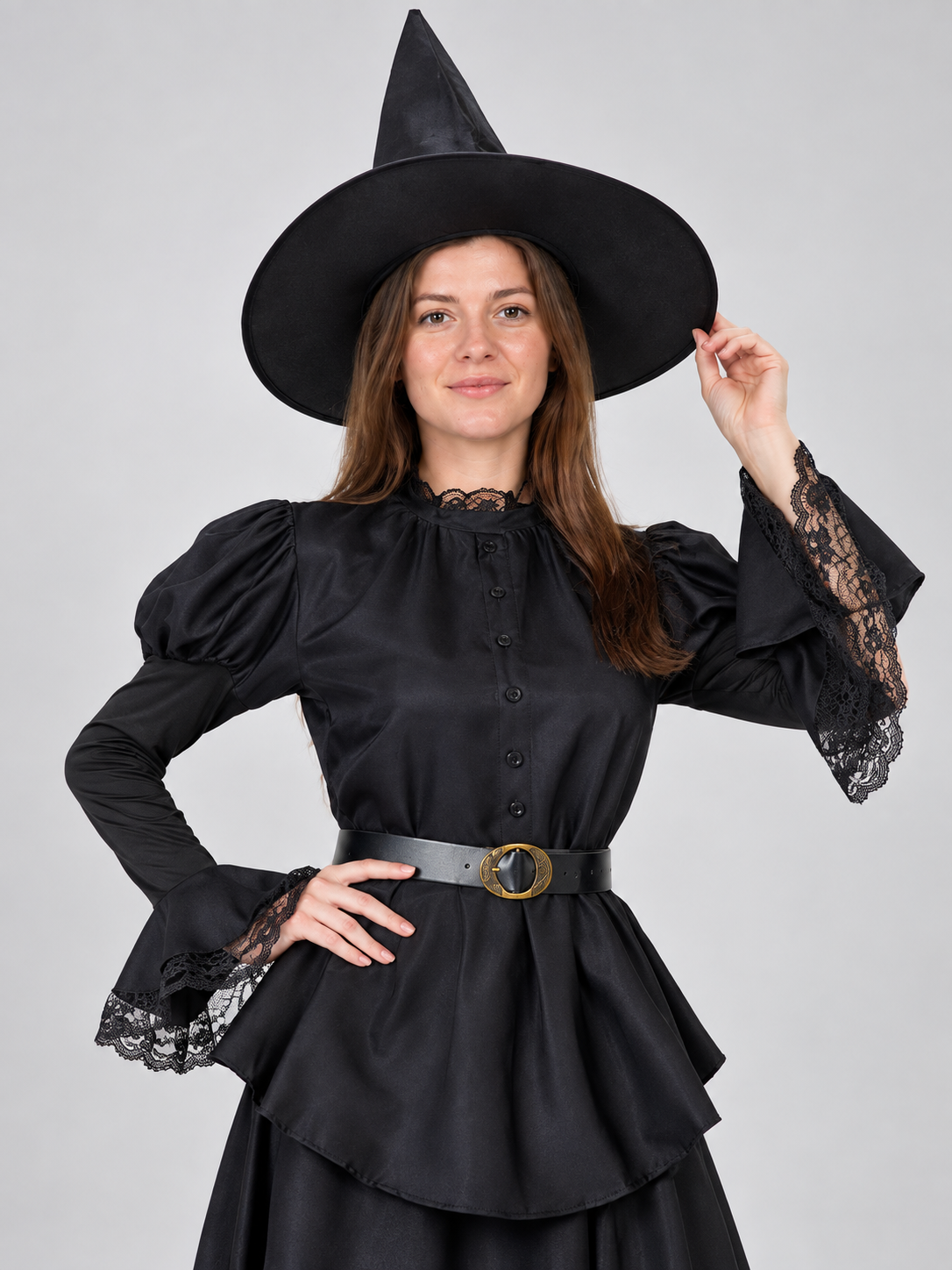 Black Witch Costume with Dress, Hat, and Belt