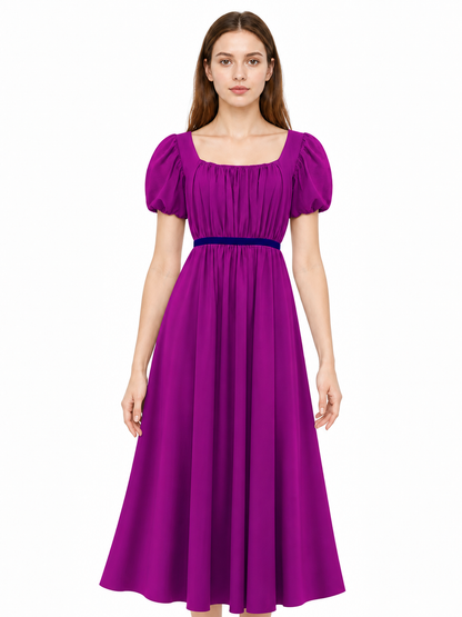 Long Fitted Dress with Puff Sleeves Costume Dresses detail 2