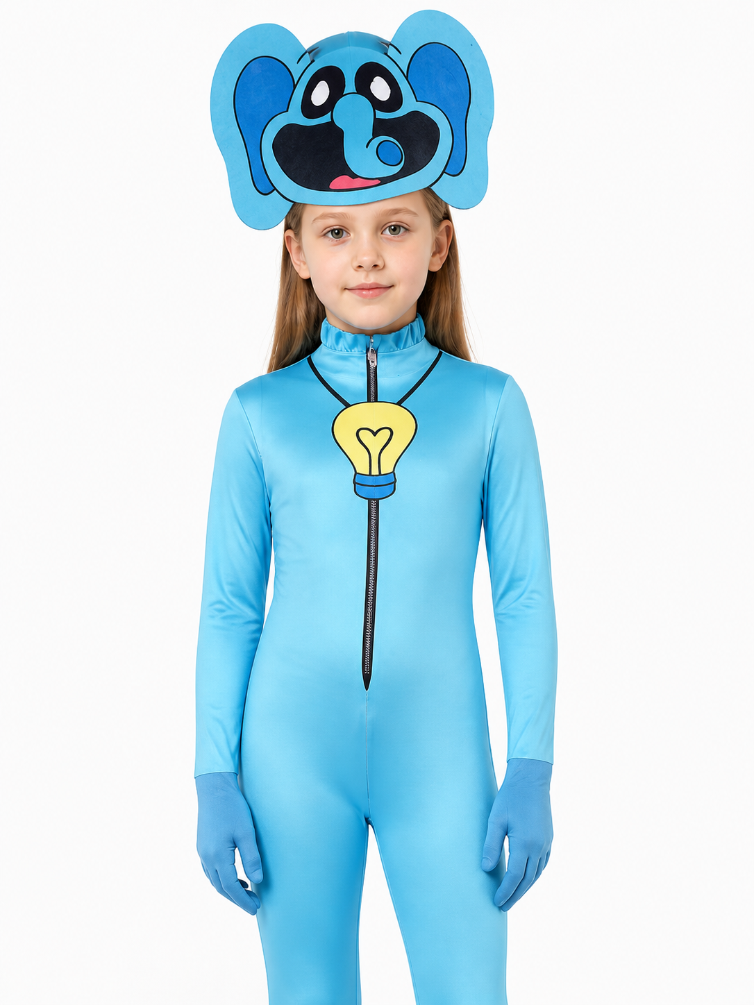 Blue Beast Costume from Poppy Playtime with Ears and a Light Bulb Costumes detail 3