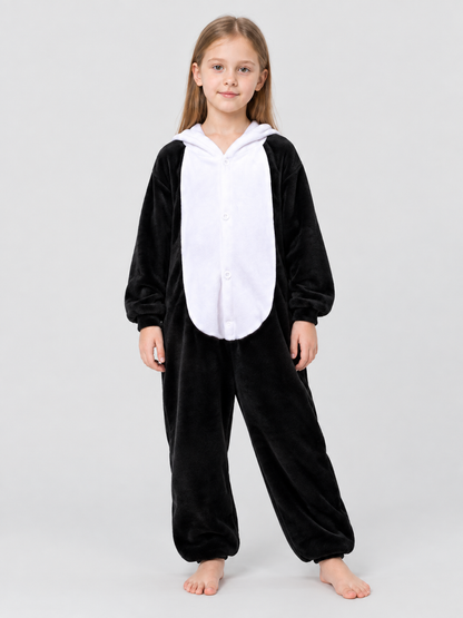 Kids' One-Piece Pajama with Black-and-White Cow Print