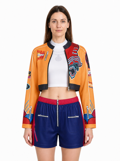Cosplay Costume with Orange Jacket and White Top Costumes detail 3