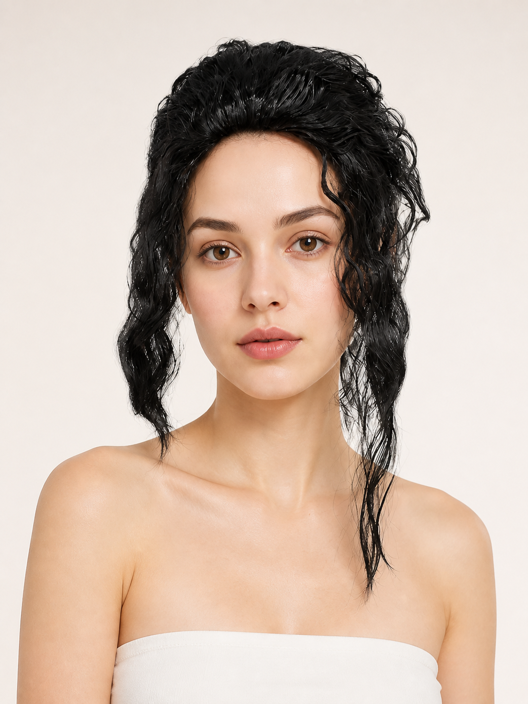 Black Curly Carnival Wig for Halloween Costume Wigs detail 2