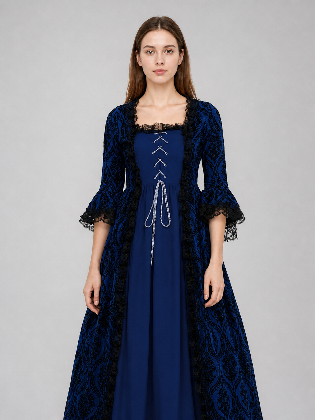 Medieval Dress with Lace and Full Skirt
