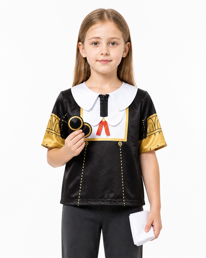 Anya Forger Cosplay Costume, Black Dress with White Collar Costume Dresses detail 3
