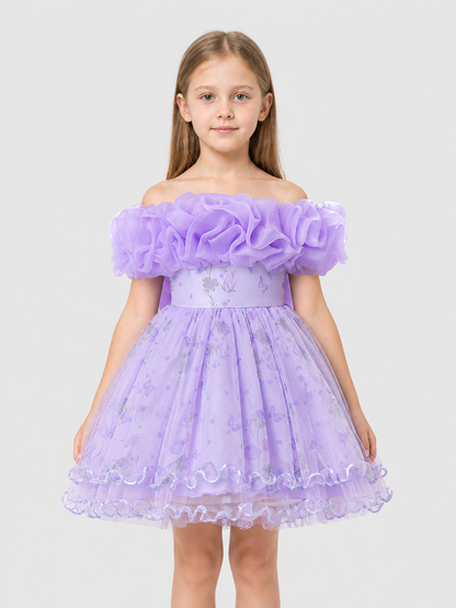 Purple Princess Dress with a Full Skirt and Ruffles Costume Dresses detail 3