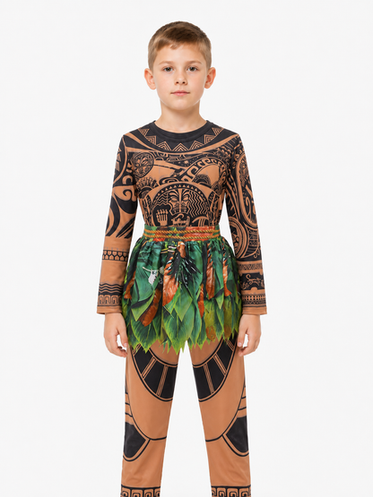 Maui Costume with Tattoo Design and Leaf Skirt Costumes detail 3