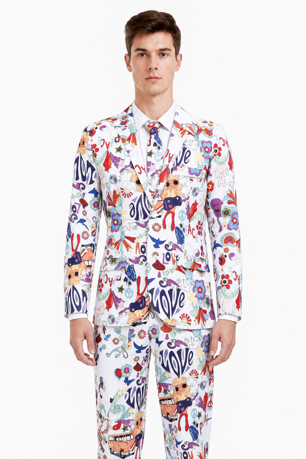 Single-Breasted Two-Piece Suit with Colorful LOVE Print product detail 2