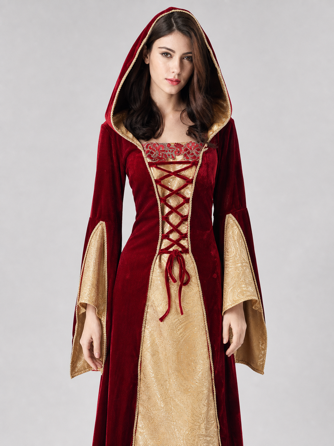 Halloween dress designed in the style of a European medieval costume, suitable