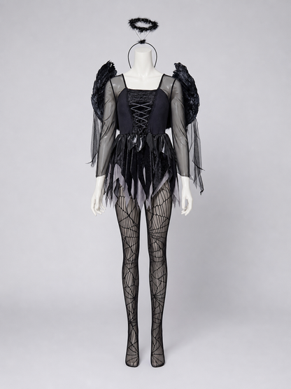 Dark Angel Costume with Wings and Halo