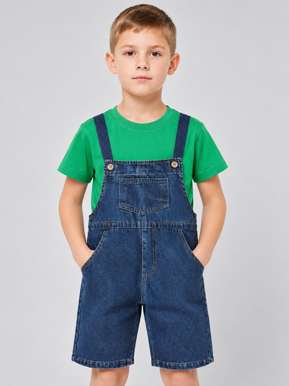 Kids' Overalls Outfit: Green Top, Blue Bottom