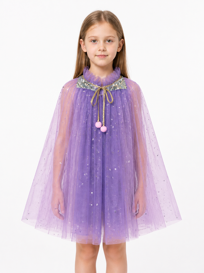 Children's Purple Carnival Cape with Stars Costume Capes detail 3