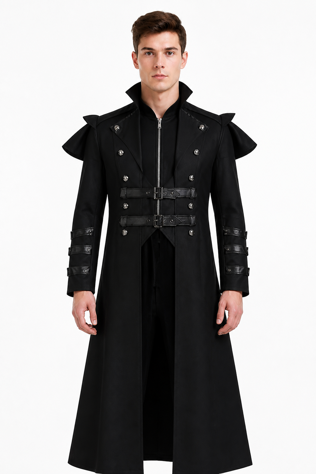 Long Gothic Coat with Stand-Up Collar product detail 3