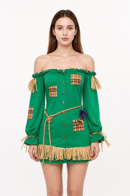 Scarecrow Costume from the Land of Oz with Dress and Hat Costume Dresses detail 2