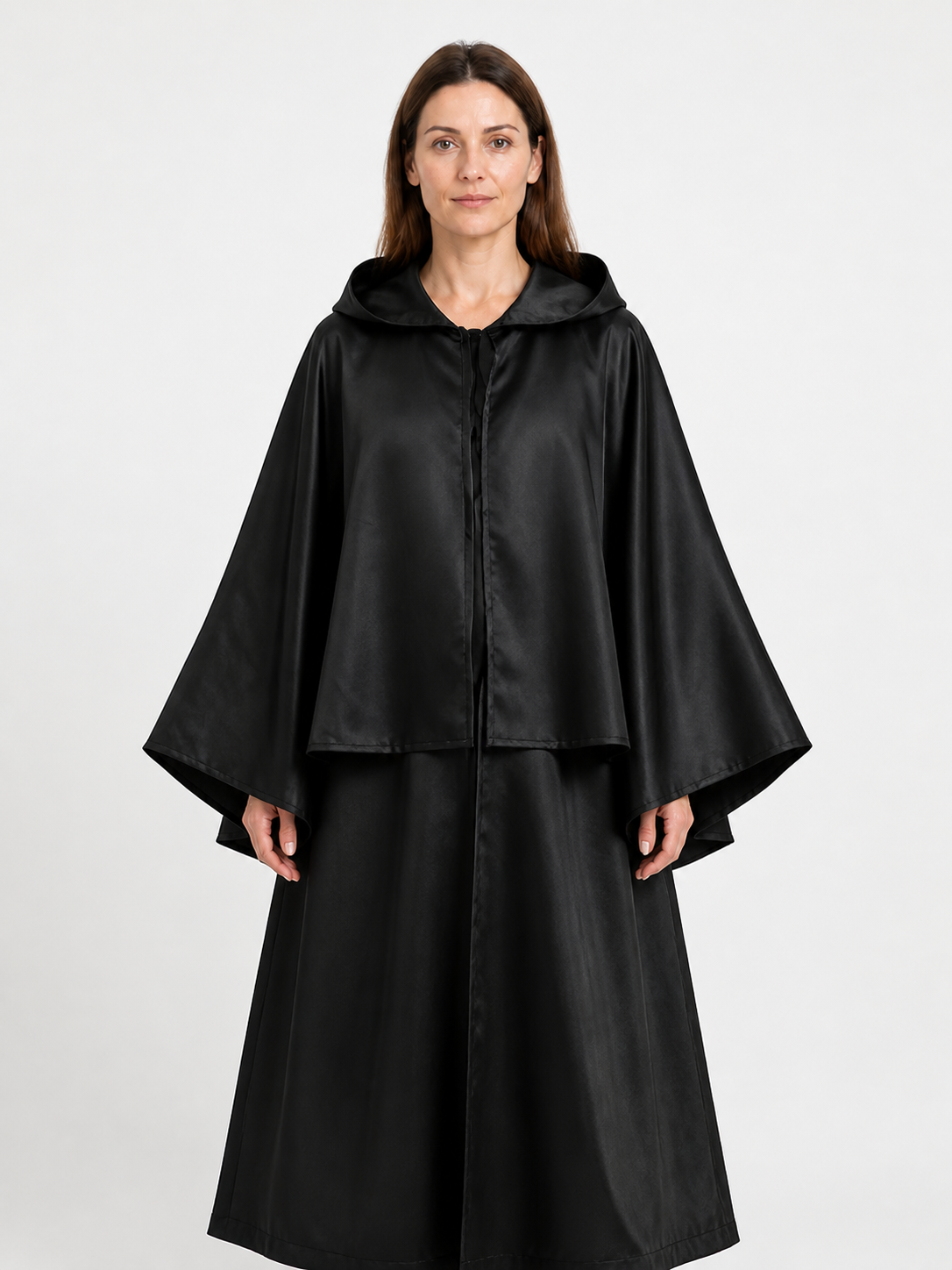 Black Long Hooded Cloak for Halloween